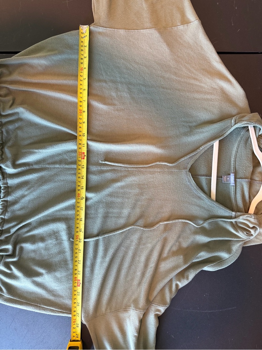 Aerie Olive Green SOFT Drawstring Tie-Bottom Long Sleeve Hoodie - Picture 4 of 6